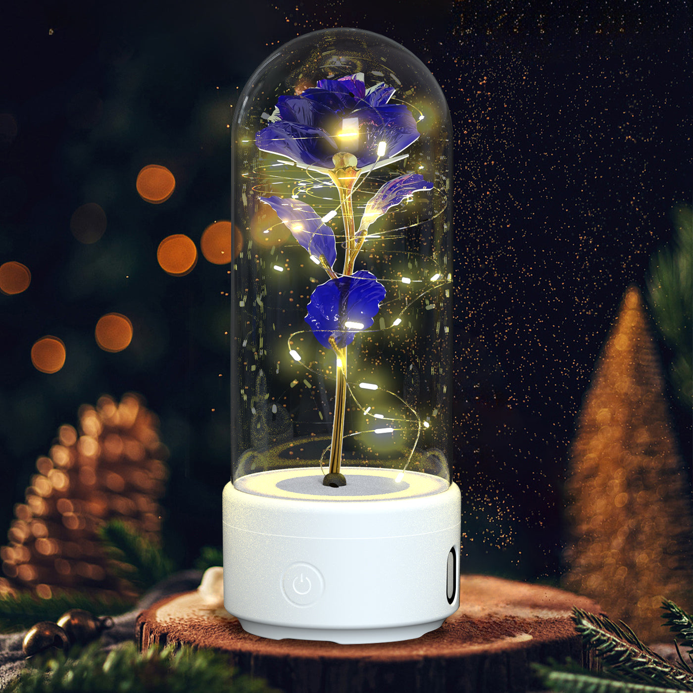 Creative 2 In 1 Rose Flowers LED Light And Bluetooth-compatible Speaker Valentine's Day Gift Rose Luminous Night Light Ornament In Glass Cover Viral Finds Hub