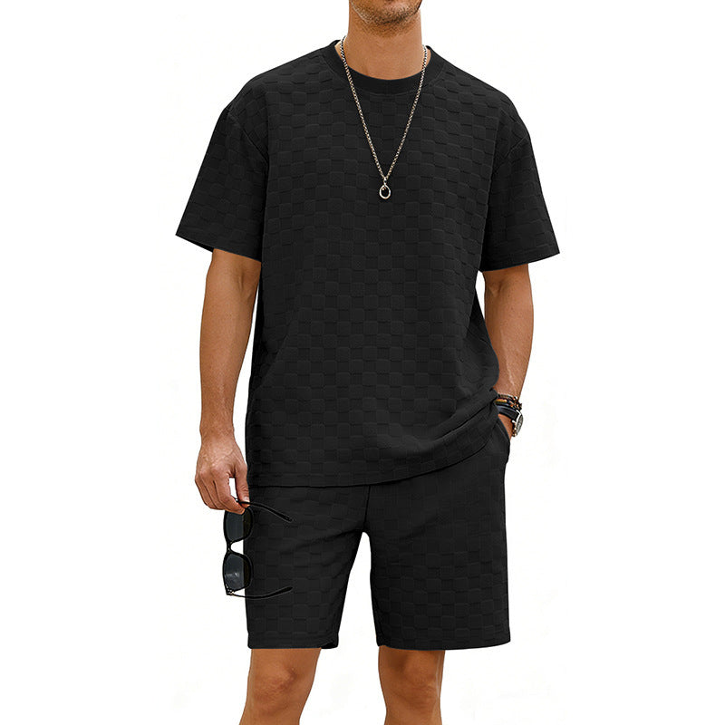 Checkered Mens Short-sleeve T-shirt And Casual Shorts Set Viral Finds Hub