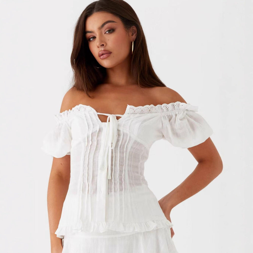Women's Fashion Woven Ruched Wrap Top Viral Finds Hub
