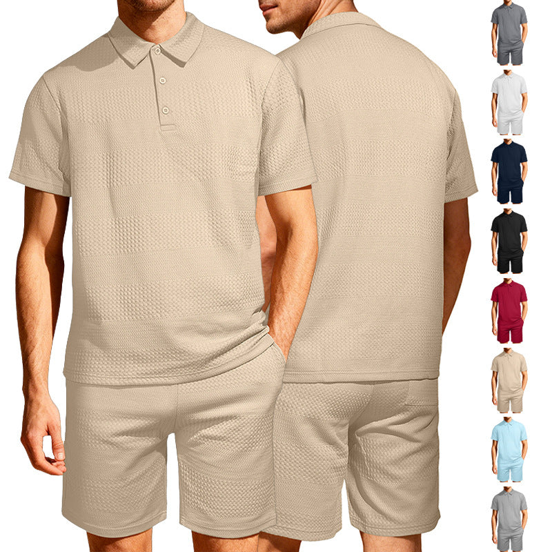 Jacquard Solid-color Loose-fitting Mens Casual Sportswear Set Viral Finds Hub