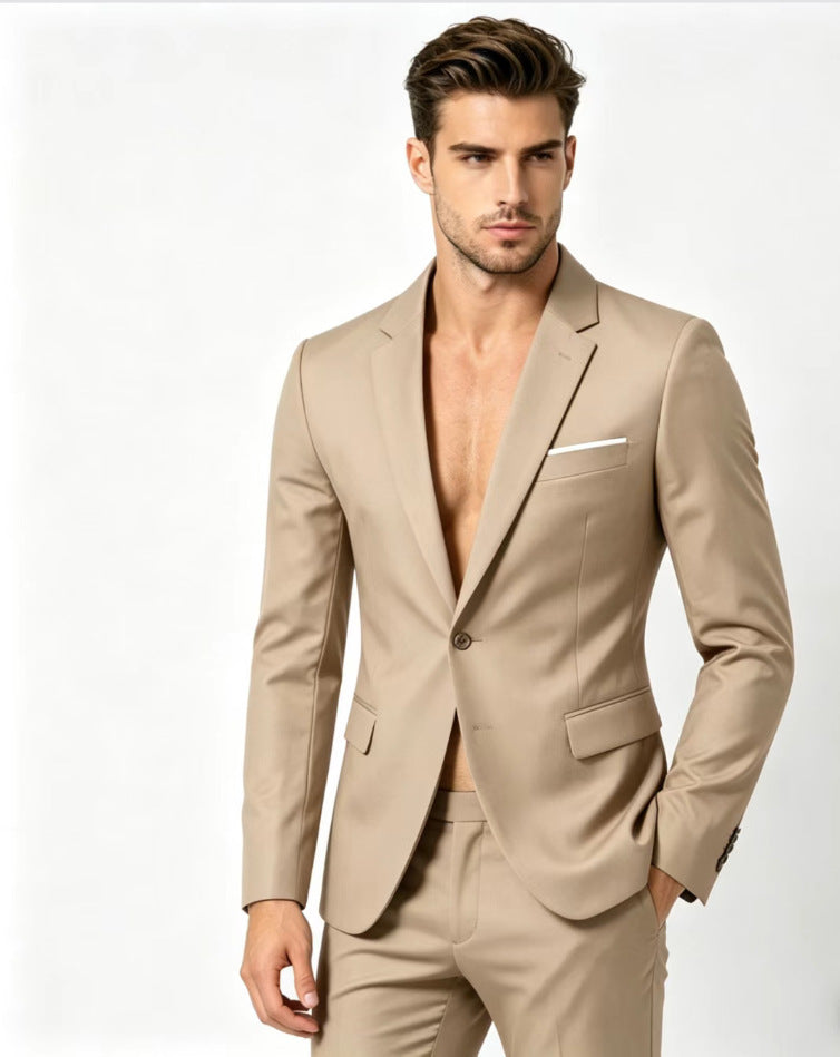 Springautumn Men's Fashionable Solid-color Slim-fit Suit Viral Finds Hub