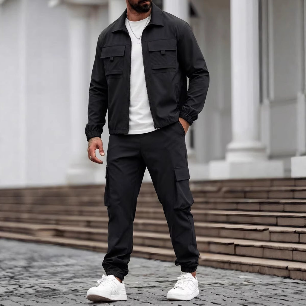 Mens Long-Sleeve Zip-Up Top And Pants Casual Workwear Set Viral Finds Hub