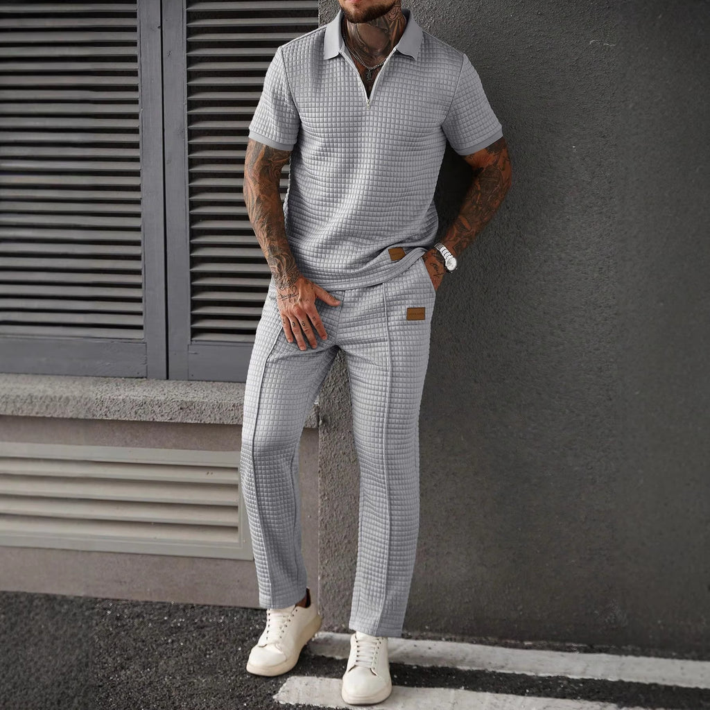 Casual Zip-Up Polo Shirt Top And Pants Two-Piece Set Viral Finds Hub