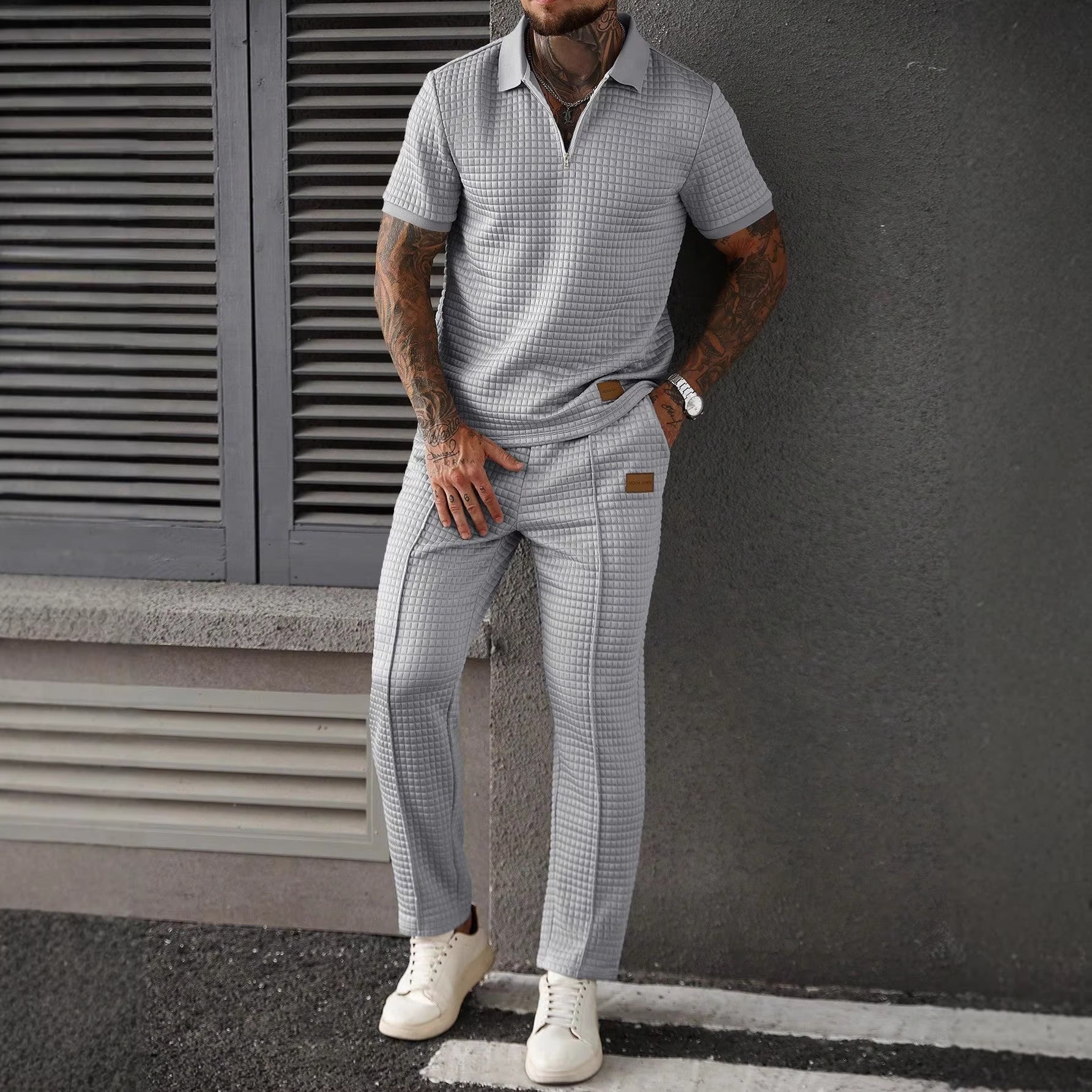 Casual Zip-Up Polo Shirt Top And Pants Two-Piece Set Viral Finds Hub