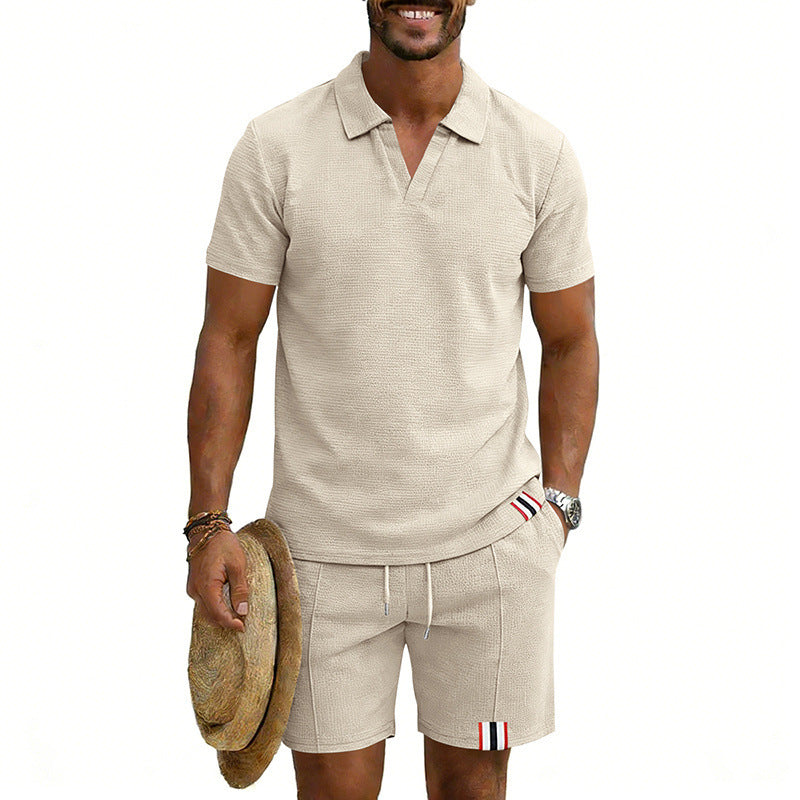 Men's Simple Casual Short-Sleeve Top And Shorts Set Viral Finds Hub