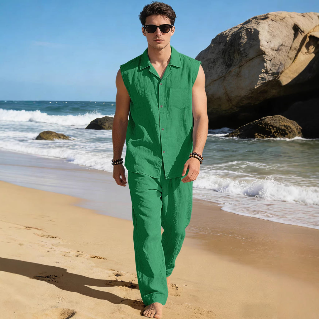 Men's Thin Sleeveless Shirt Casual Sports Suit Viral Finds Hub