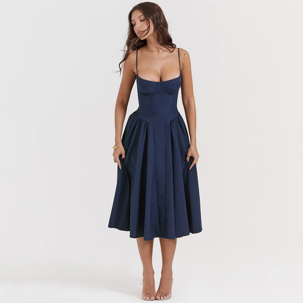 Spicy Sexy V-Neck Slip Dress With Waist-Cinching Design, Slimming Backless Style For Women Viral Finds Hub