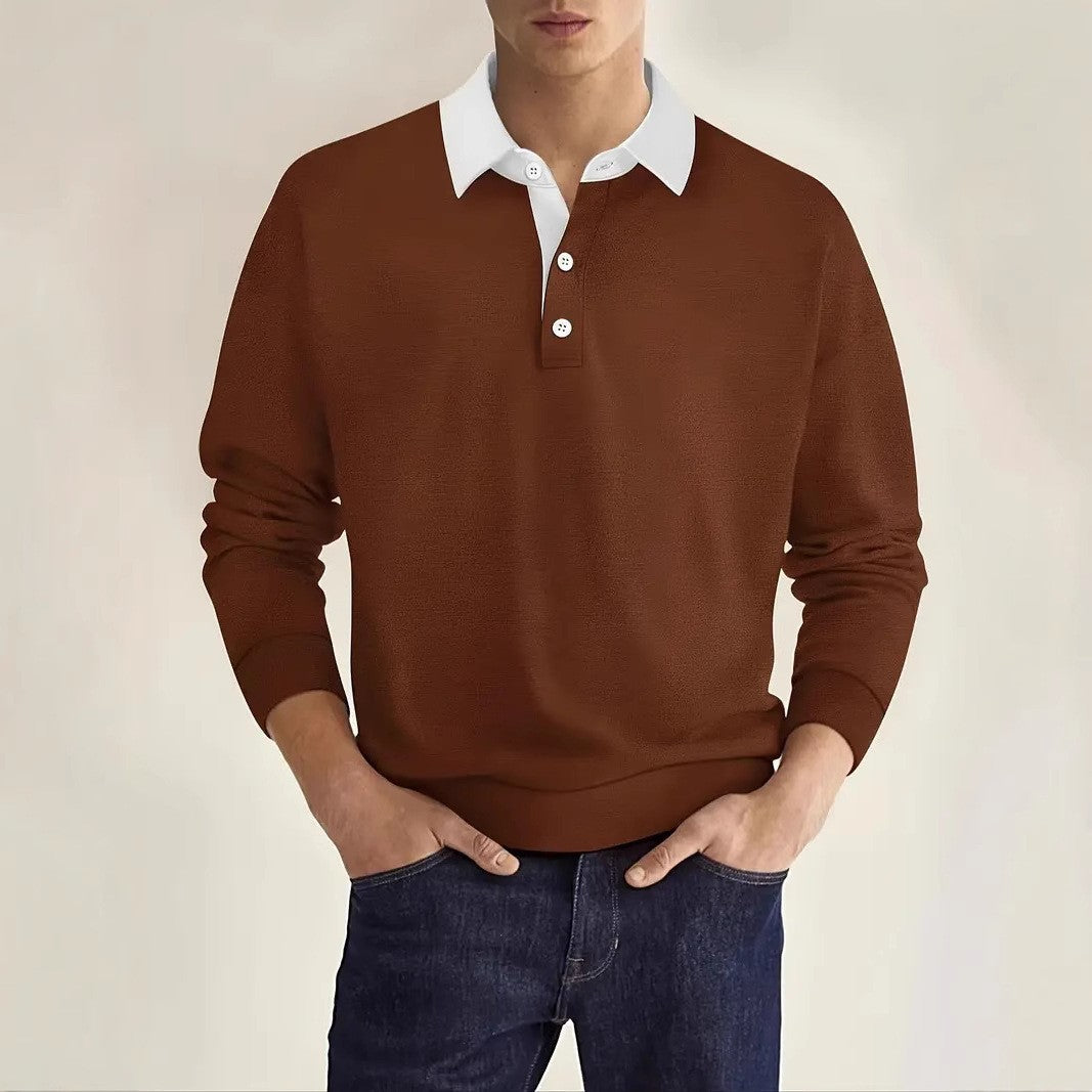 Mens Solid-Color Versatile Long-Sleeve Top Viral Finds Hub