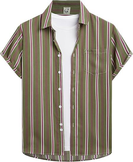 Striped And Solid-color Short-sleeve Shirt-cardigan Viral Finds Hub
