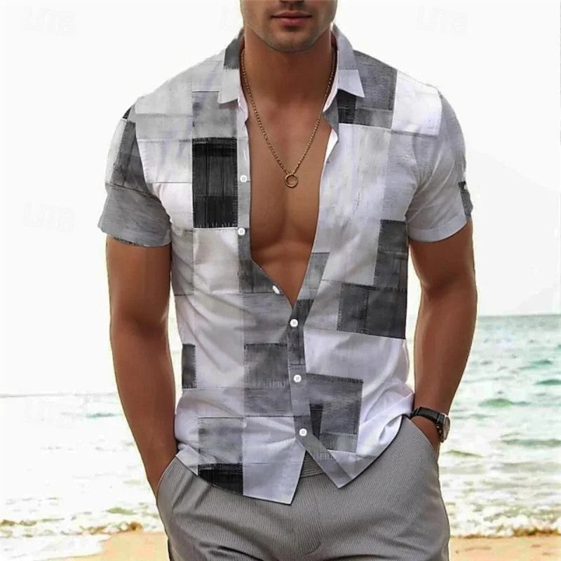 Men's Retro 3D Printed Lapel Short-Sleeve Shirt Viral Finds Hub