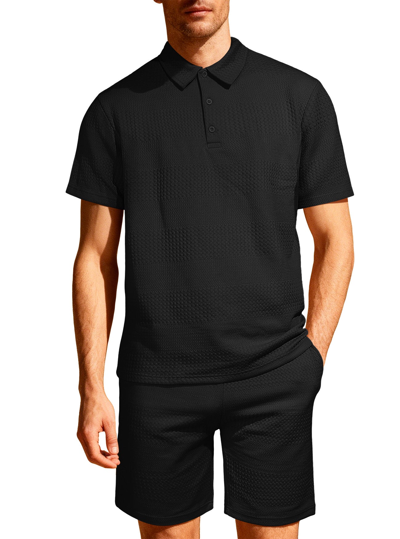 Jacquard Solid-color Loose-fitting Mens Casual Sportswear Set Viral Finds Hub