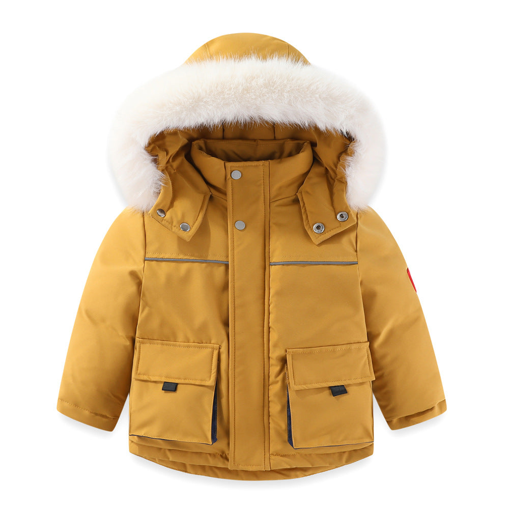Windproof Waterproof Boys And Girls Big Fur Collar Ski Cotton-padded Overalls Suit Viral Finds Hub