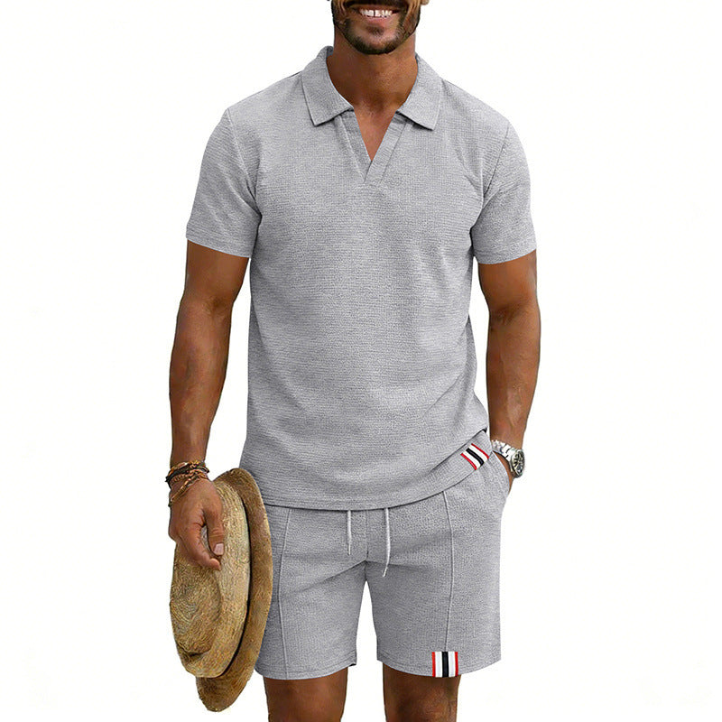 Men's Simple Casual Short-Sleeve Top And Shorts Set Viral Finds Hub
