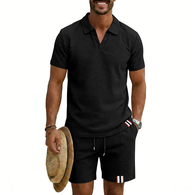 Men's Simple Casual Short-Sleeve Top And Shorts Set Viral Finds Hub