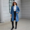 Blue Waist-tie Mid-length Women's Wool Coat Viral Finds Hub