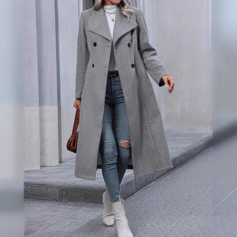 Woolen Long Slim-fit Women's Coat Viral Finds Hub