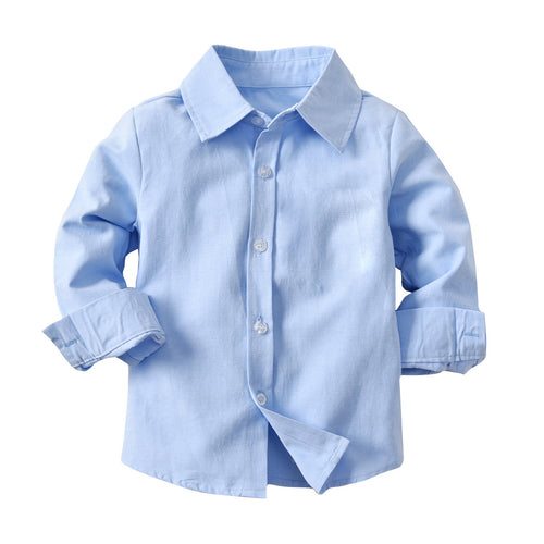 Boy's baby cotton long-sleeved collar shirt denim suspenders trousers suit Viral Finds Hub