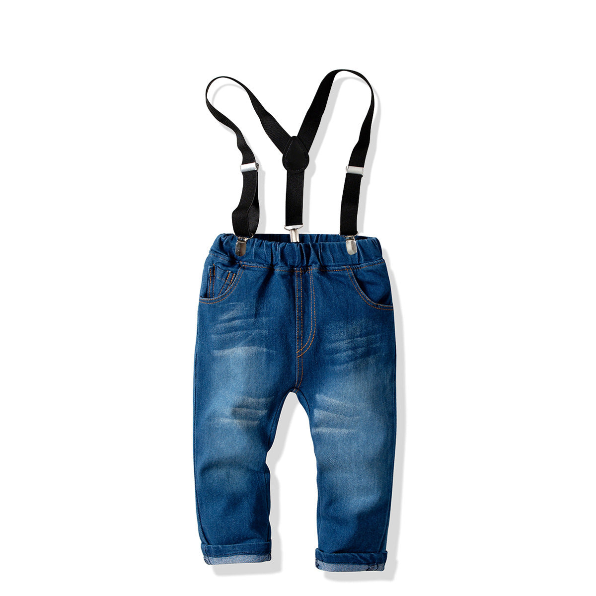 Boy's baby cotton long-sleeved collar shirt denim suspenders trousers suit Viral Finds Hub