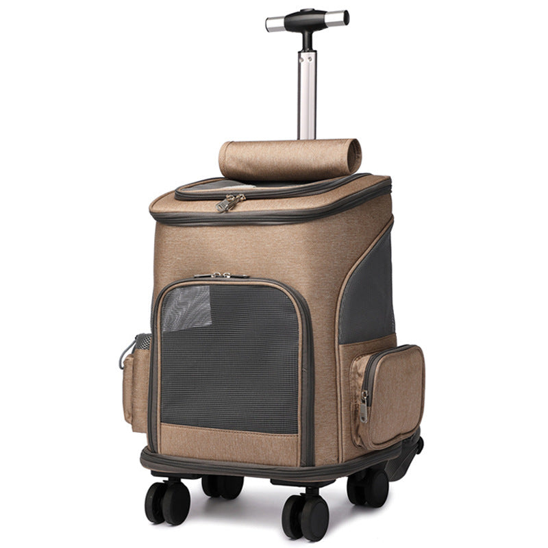 Portable Folding Trolley Pet Backpack Traveling Cat Backpack With Universal Wheel Trolley Pet Bag Viral Finds Hub