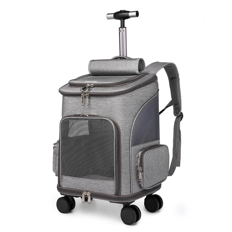 Portable Folding Trolley Pet Backpack Traveling Cat Backpack With Universal Wheel Trolley Pet Bag Viral Finds Hub