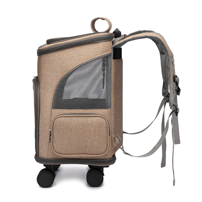Portable Folding Trolley Pet Backpack Traveling Cat Backpack With Universal Wheel Trolley Pet Bag Viral Finds Hub