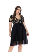 Fat Lady Lady Dress Women Short Sleeve Evening Gown Fat Dress 5XL Viral Finds Hub