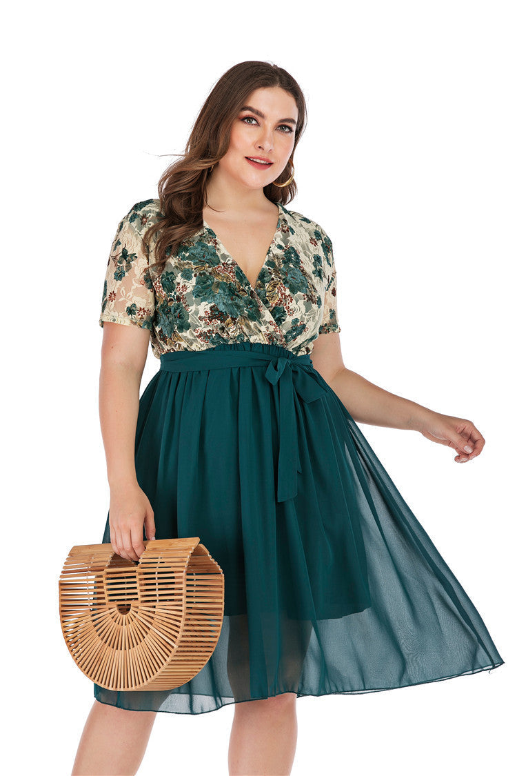 Fat Lady Lady Dress Women Short Sleeve Evening Gown Fat Dress 5XL Viral Finds Hub