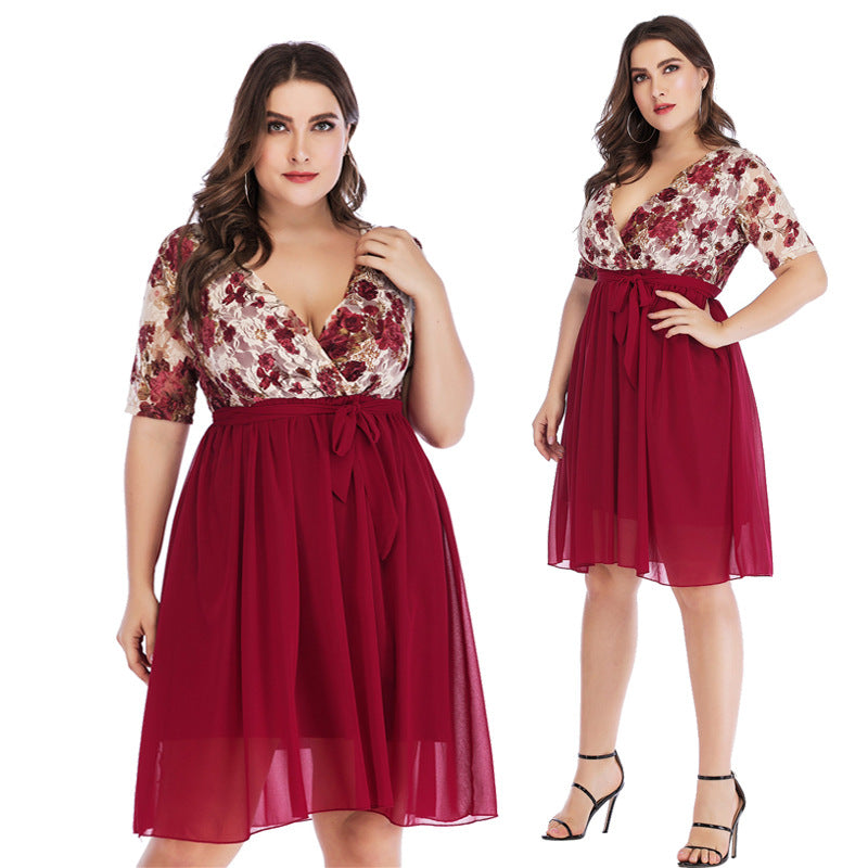 Fat Lady Lady Dress Women Short Sleeve Evening Gown Fat Dress 5XL Viral Finds Hub
