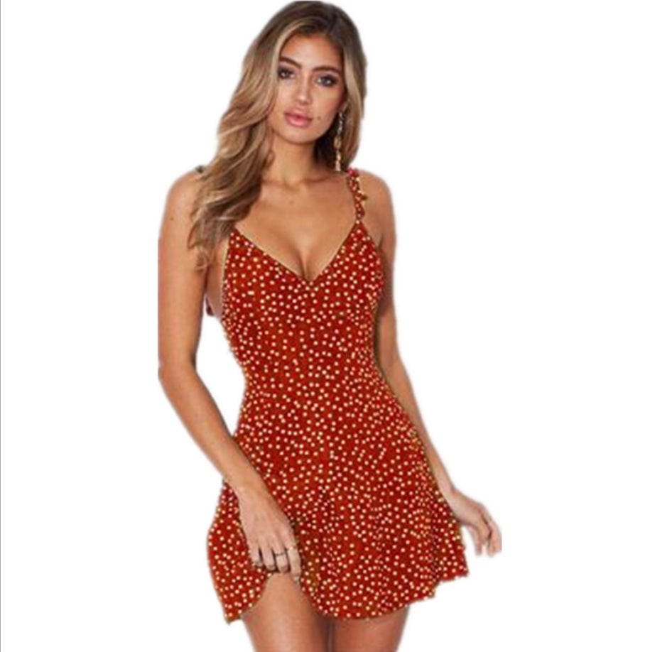Polka-dot Strappy Dress Women Summer Fashion Beach Sundress Viral Finds Hub