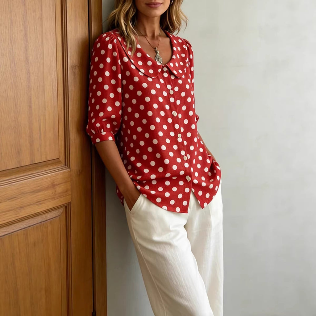 Retro Polka Dot Pattern Womens Shirt Viral Finds Hub