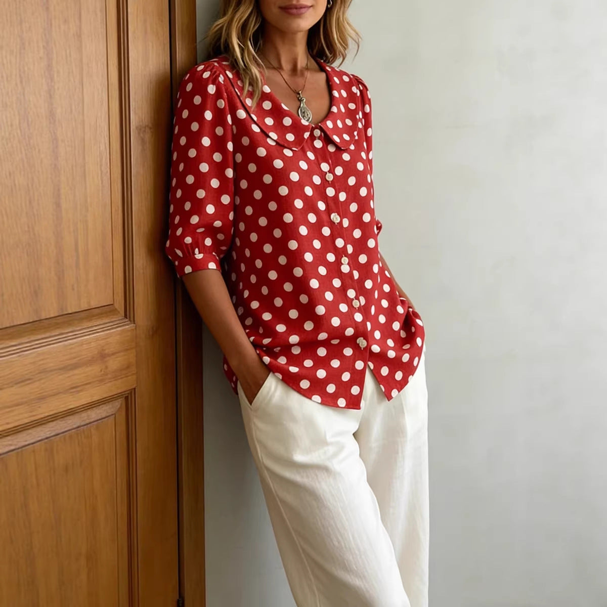 Retro Polka Dot Pattern Womens Shirt Viral Finds Hub