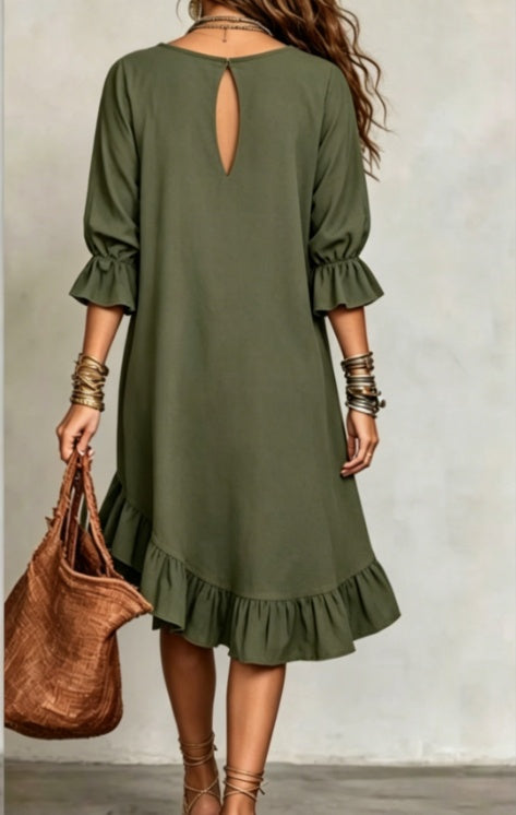 2026 New Ruffle Loose Middle Sleeve Dress Viral Finds Hub