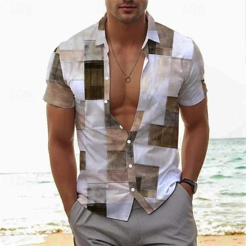 Men's Retro 3D Printed Lapel Short-Sleeve Shirt Viral Finds Hub