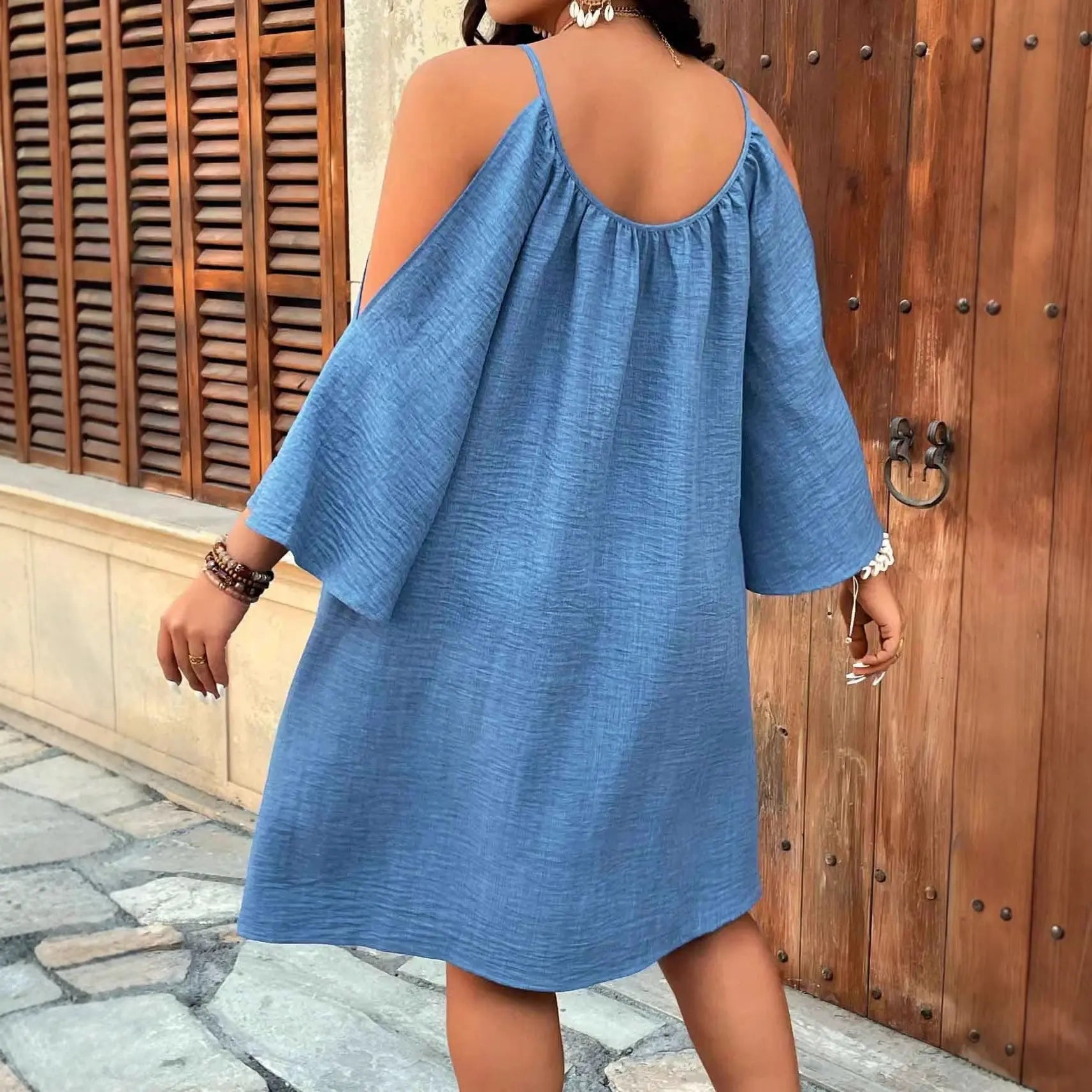 Ruched Off-Shoulder And Backless Design Womens Fashionable Plus-Size Dress Viral Finds Hub
