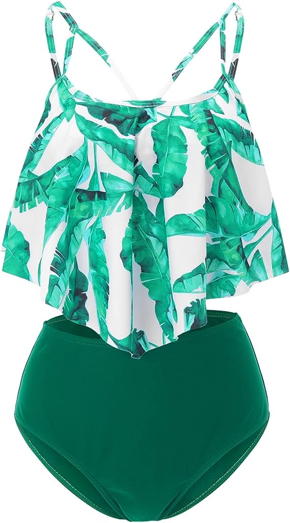 New Style Swimsuit Double Layer Lotus Leaf Tropical Rain Forest High Waist Split Swimsuit Viral Finds Hub