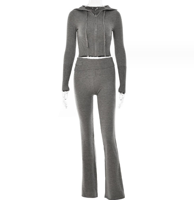 Hoodie Suit Sports Leisure Sexy Zip Long Sleeve Sweater And High Waist Long Pants Set Women's Clothing Viral Finds Hub