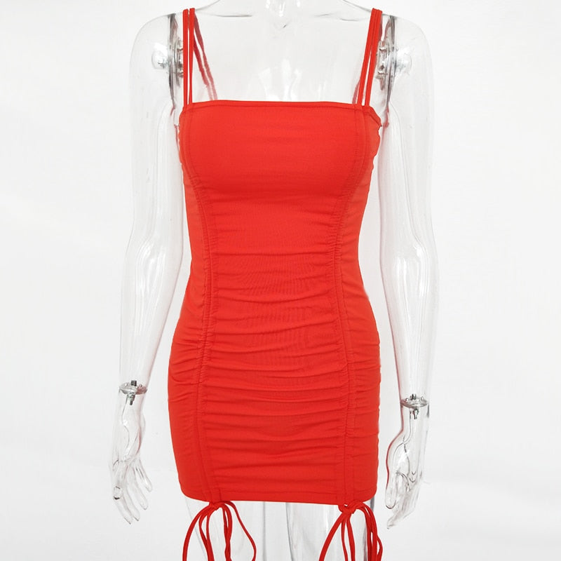 Articat Spaghetti Strap Sexy Backless Women Summer Dress Strapless Bodycon Bandage Party Dresses Vestidos Club Mini Dress Viral Finds Hub