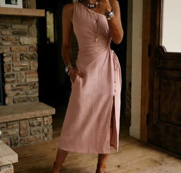 Casual Loose-fitting Cotton Sleeveless Split Dress Viral Finds Hub