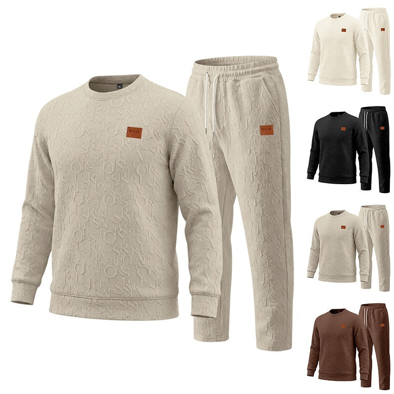 Embossed Letter Crewneck Sweatshirt And Pants Set Viral Finds Hub