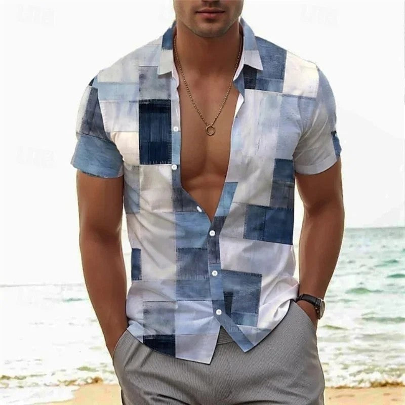 Men's Retro 3D Printed Lapel Short-Sleeve Shirt Viral Finds Hub