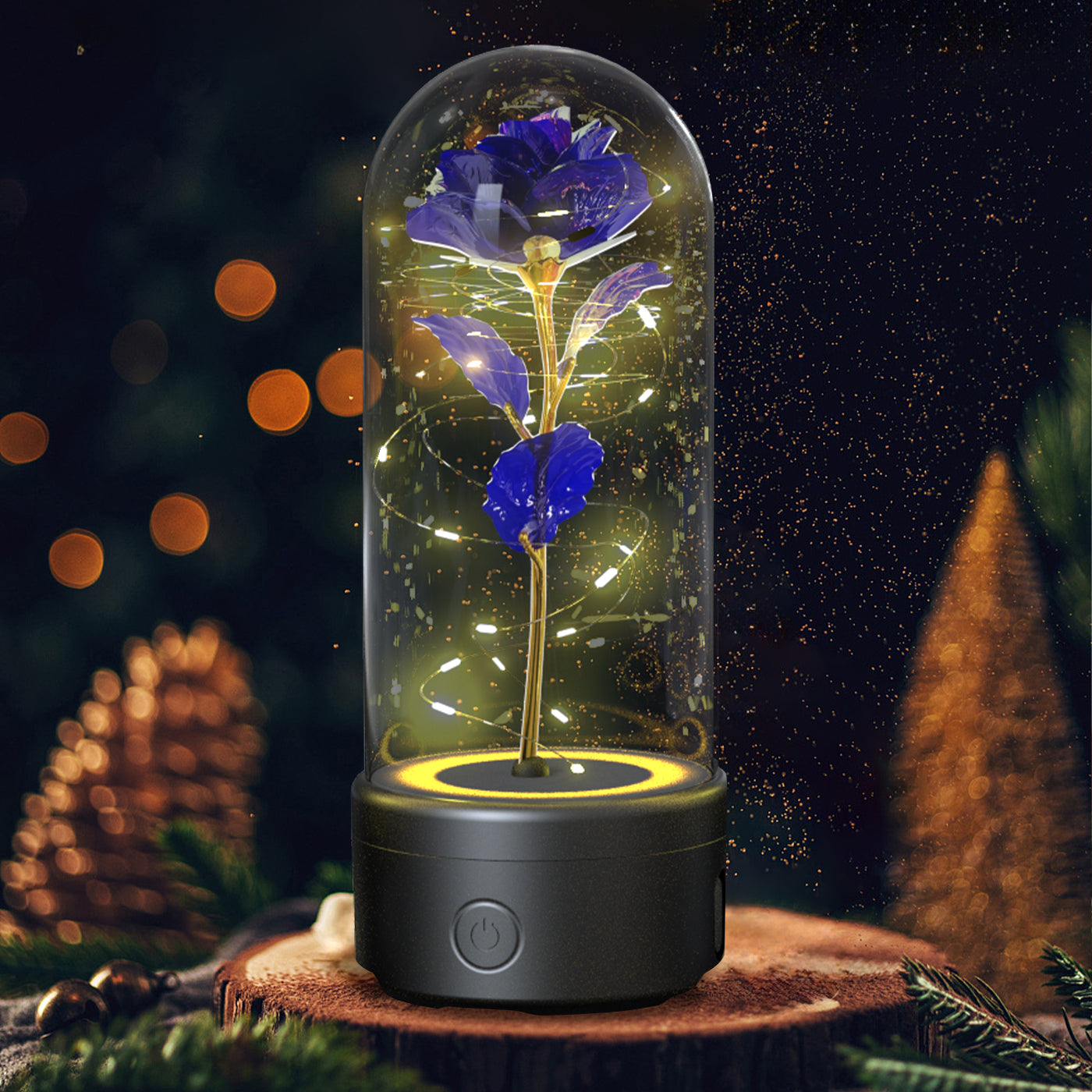 Creative 2 In 1 Rose Flowers LED Light And Bluetooth-compatible Speaker Valentine's Day Gift Rose Luminous Night Light Ornament In Glass Cover Viral Finds Hub