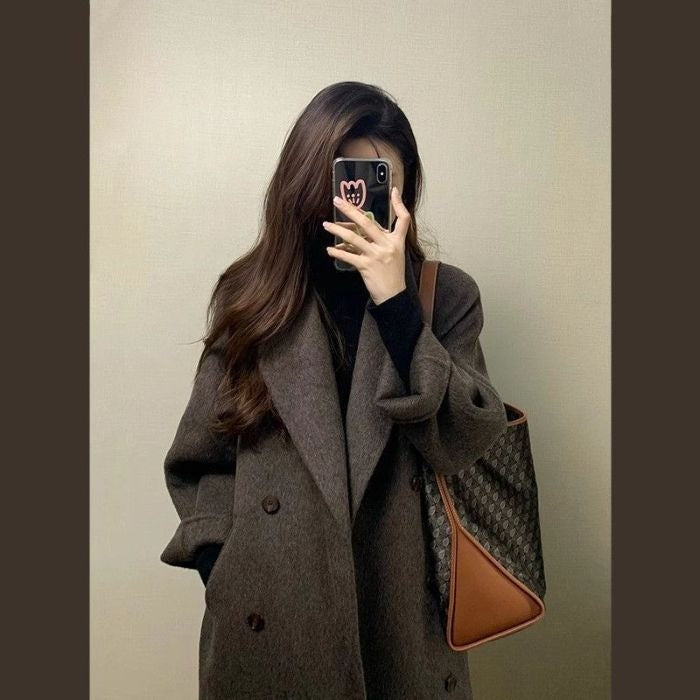 Women's Thickened Knee-length Mid-long Korean-style Wool Coat Viral Finds Hub