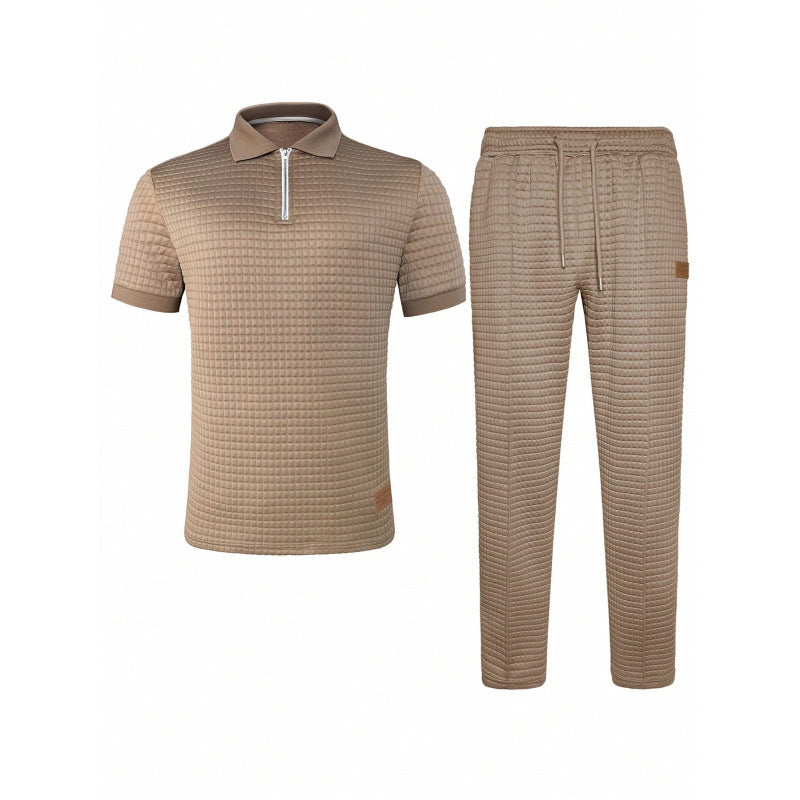 Casual Zip-Up Polo Shirt Top And Pants Two-Piece Set Viral Finds Hub