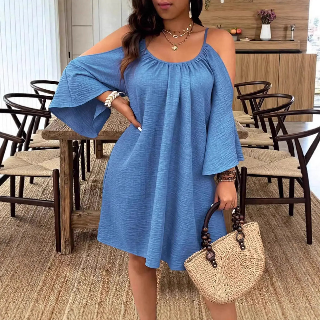 Ruched Off-Shoulder And Backless Design Womens Fashionable Plus-Size Dress Viral Finds Hub
