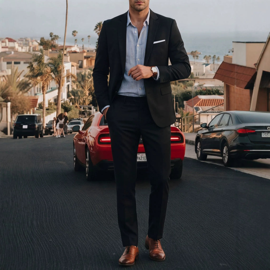 Mens Solid-Colored Suit Formal Gentlemans Suit Set Viral Finds Hub