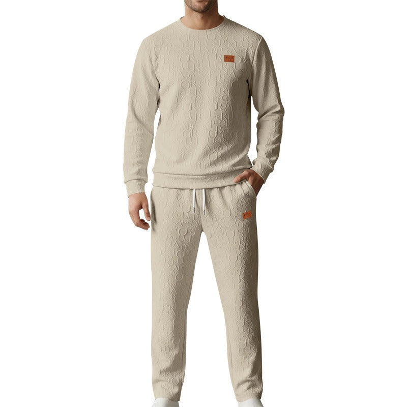 Embossed Letter Crewneck Sweatshirt And Pants Set Viral Finds Hub