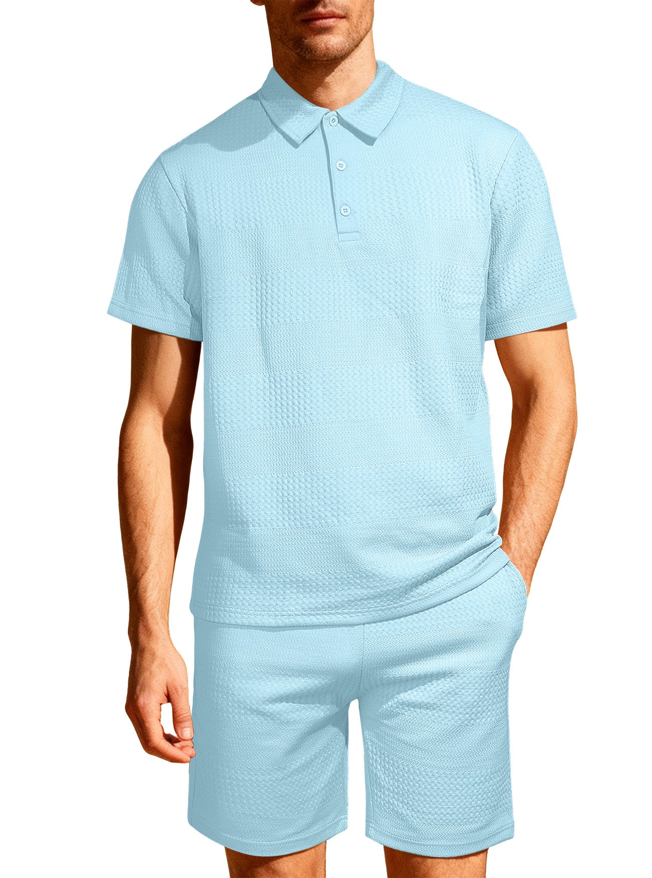 Jacquard Solid-color Loose-fitting Mens Casual Sportswear Set Viral Finds Hub