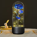 Creative 2 In 1 Rose Flowers LED Light And Bluetooth-compatible Speaker Valentine's Day Gift Rose Luminous Night Light Ornament In Glass Cover Viral Finds Hub