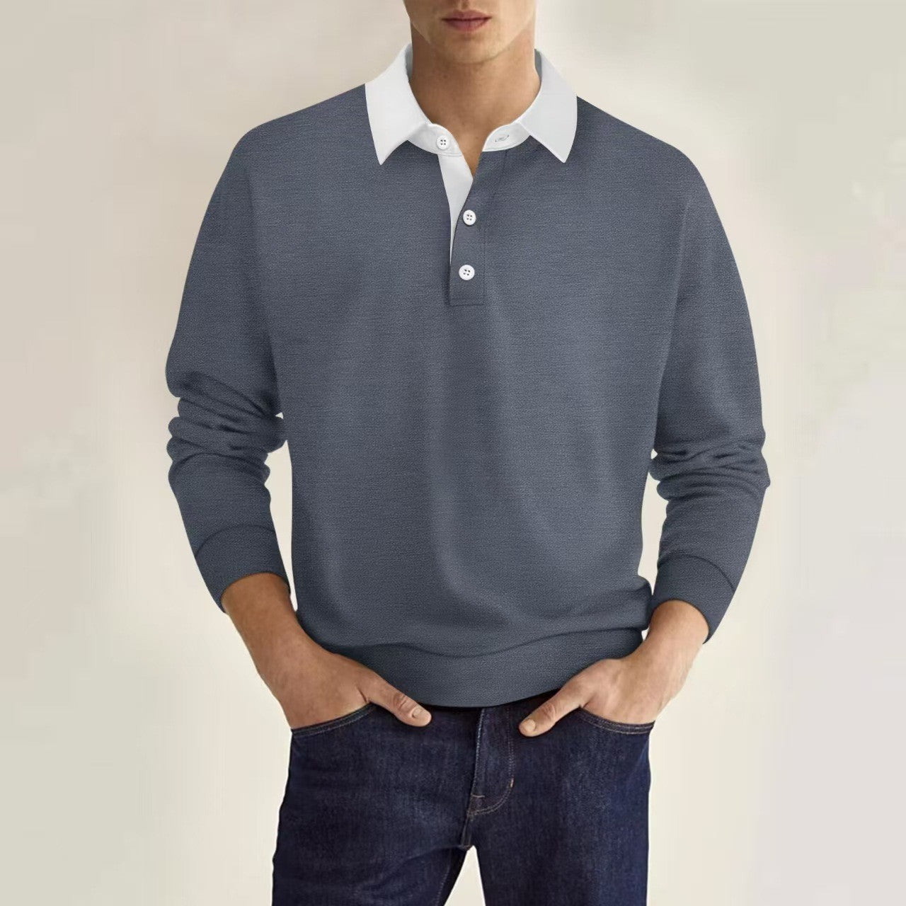 Mens Solid-Color Versatile Long-Sleeve Top Viral Finds Hub