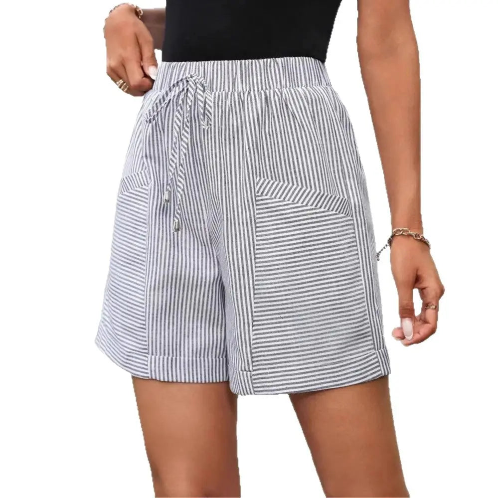Women's Striped Casual Elastic-waist Shorts Viral Finds Hub